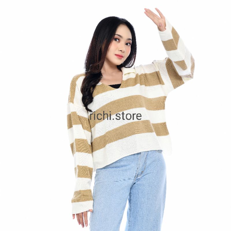 CROP TOP RAJUT ATASAN BLOUSE WANITA LIDYA OVER SIZE DANIRA