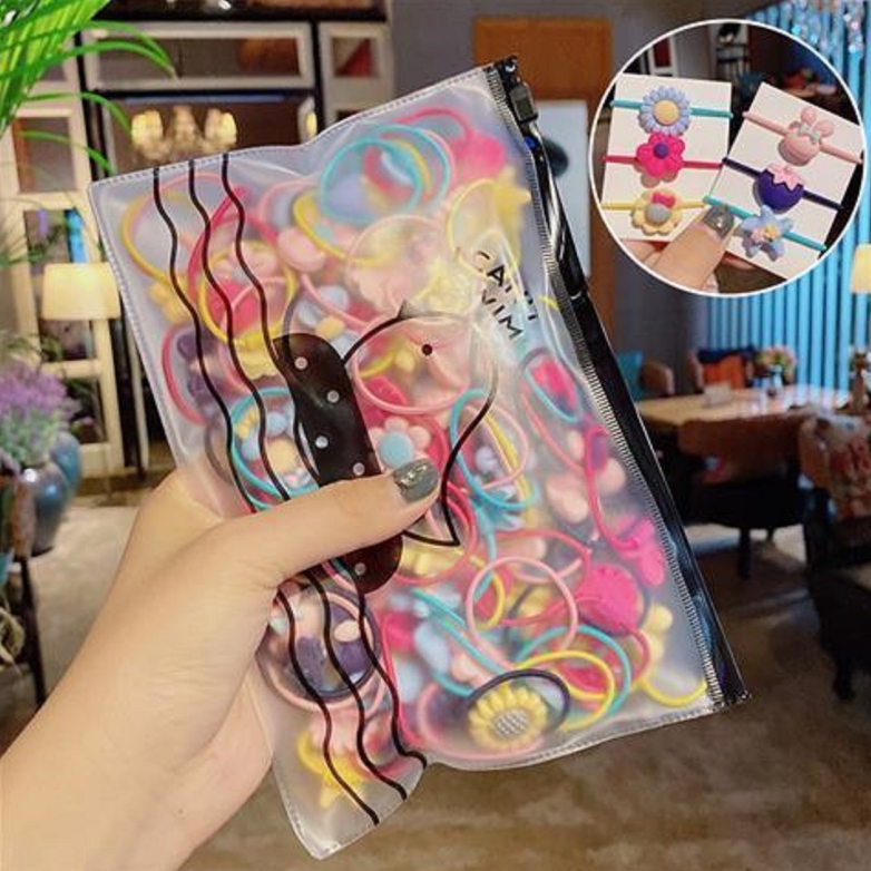 OSM - F709 (20PCS) Ikat Rambut Bahan Karet Warna-Warni Gaya Korea Untuk Anak Perempuan/ Karet Rambut-5