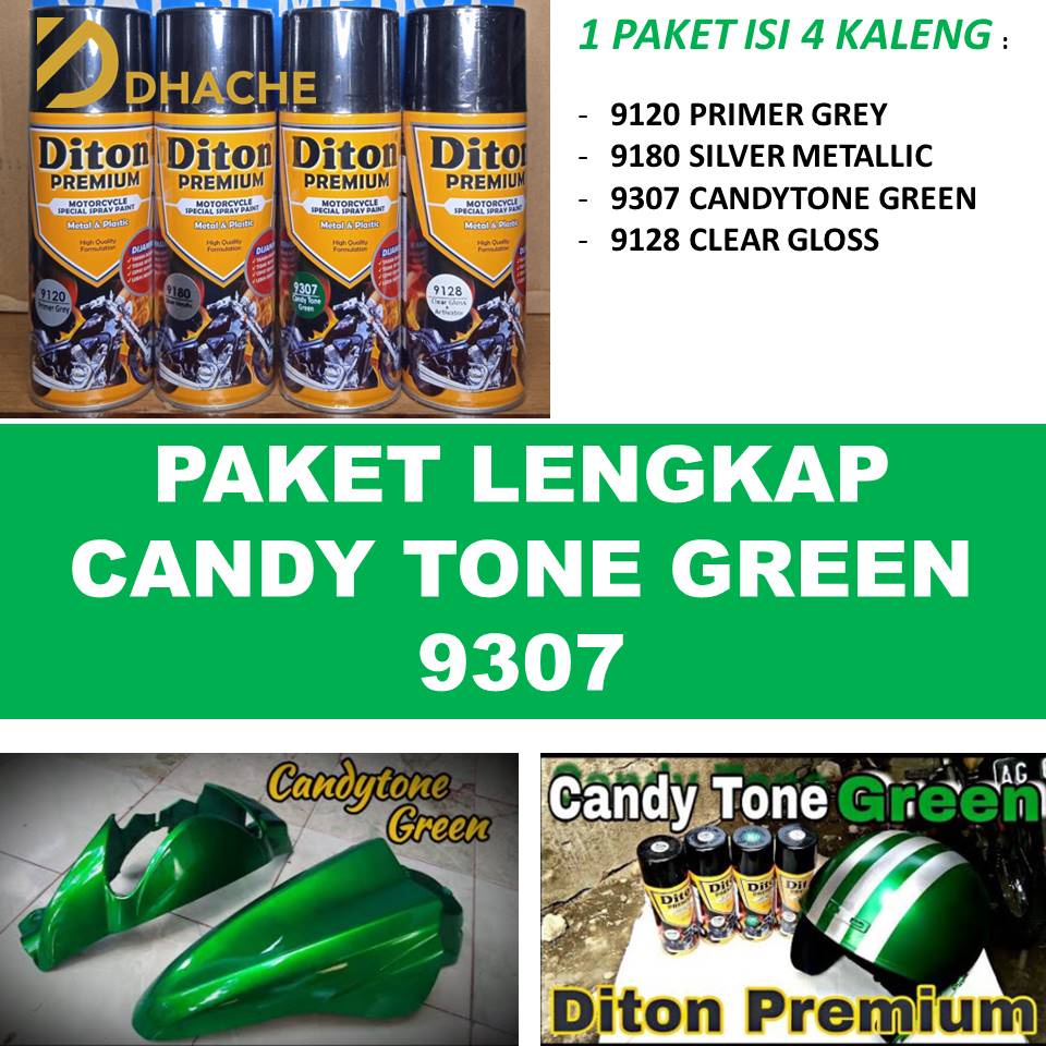 PAKET LENGKAP Cat Pilox Diton Premium Candy Tone Green 9307 400ml warna cendi kendy hijau ijo pylox