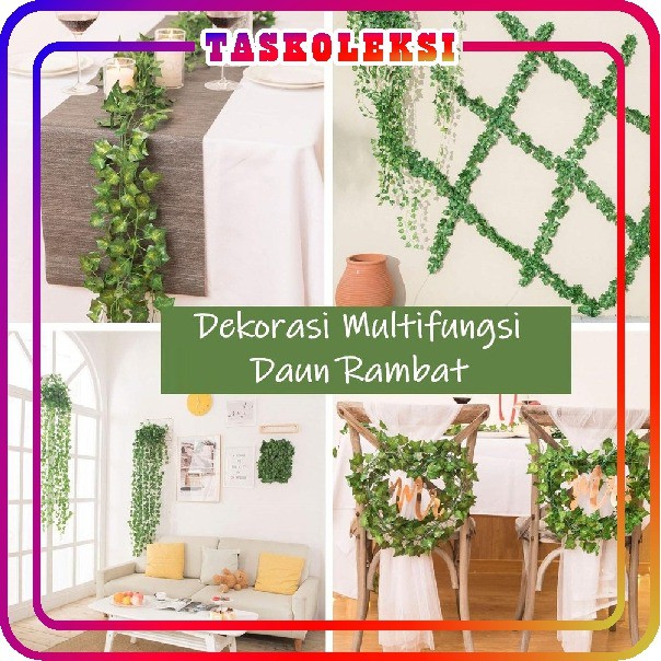 ☛TK☚ R352 DAUN RAMBAT IMITASI ARTIFICIAL PLASTIK JUNTAI GANTUNG RUMPUT DEKORASI DINDING RUMAH IMPORT