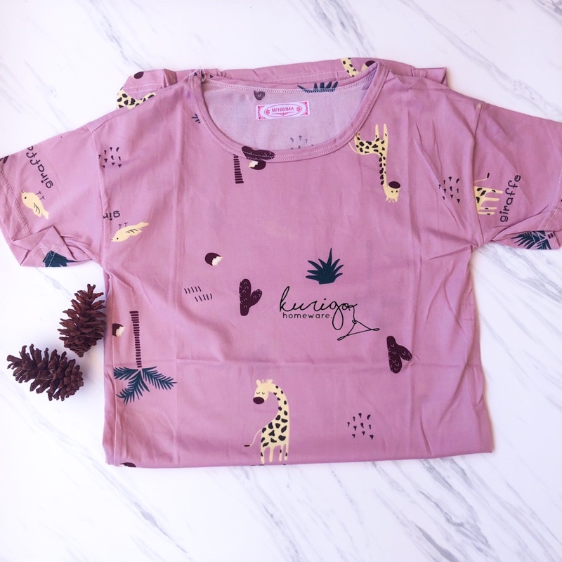 Daster bahan kaos/kain spandex import | Jerapah pink