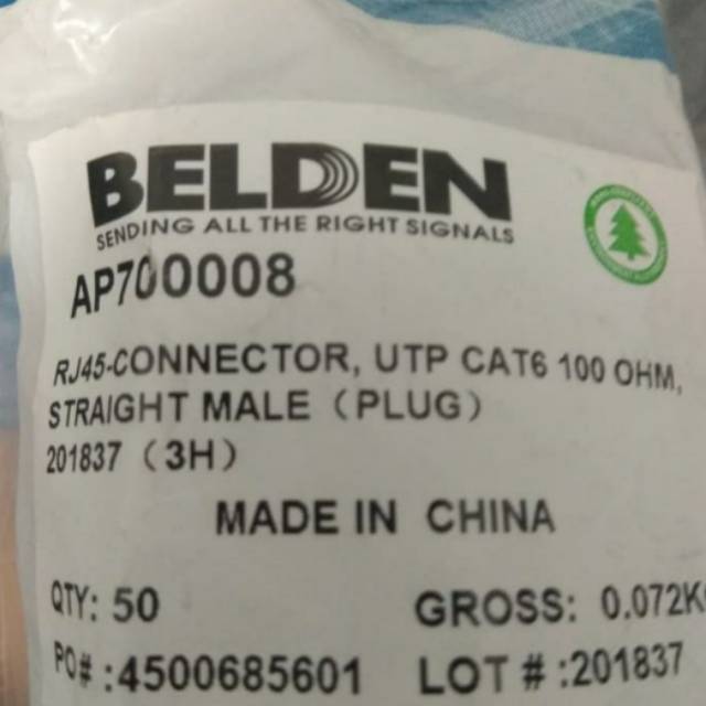 Belden original rj45 cat 6 Housing lan konektor cat6 kabel