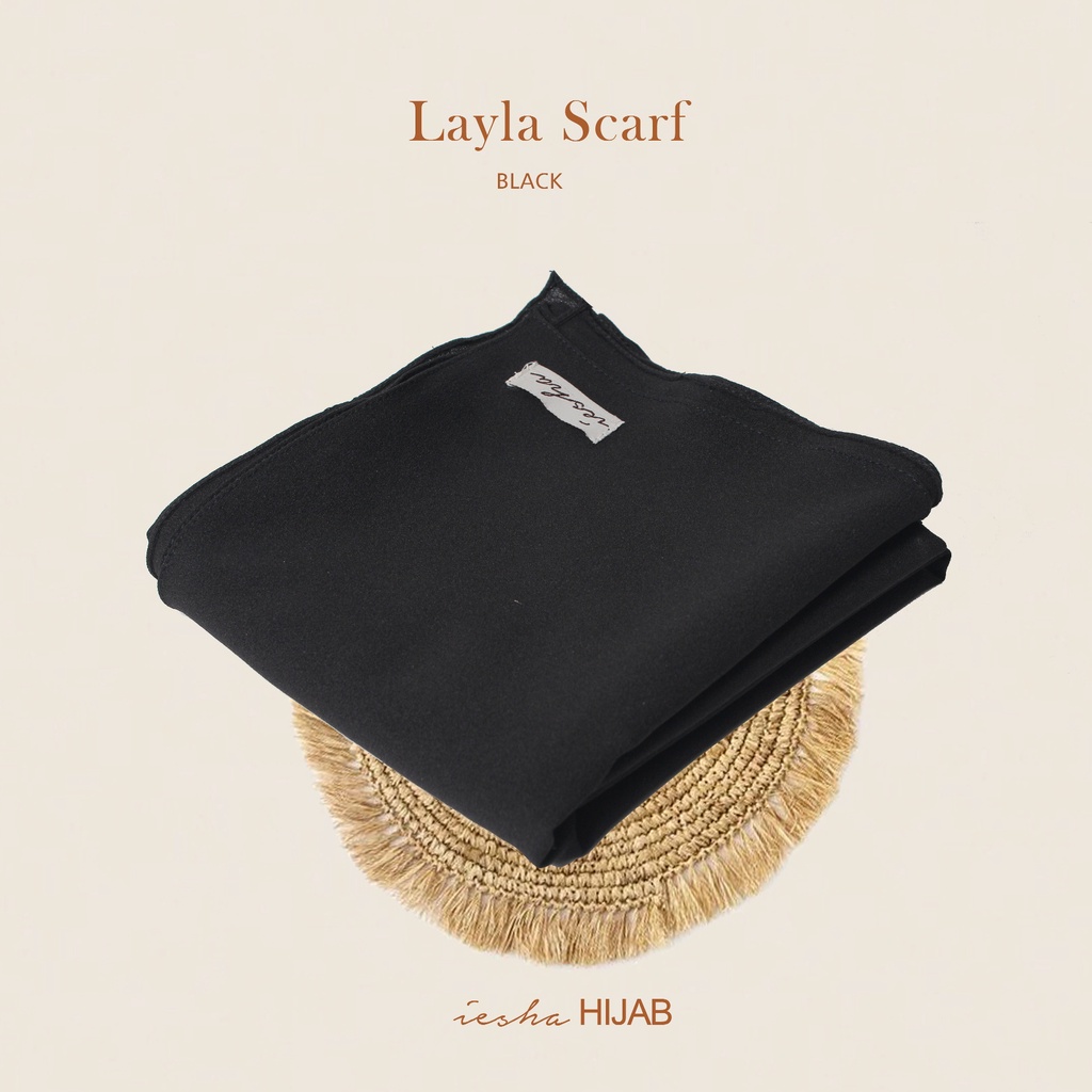 Lishani Hijab Segi Empat Layla Scarf Jumbo Bahan Diamond Hitam