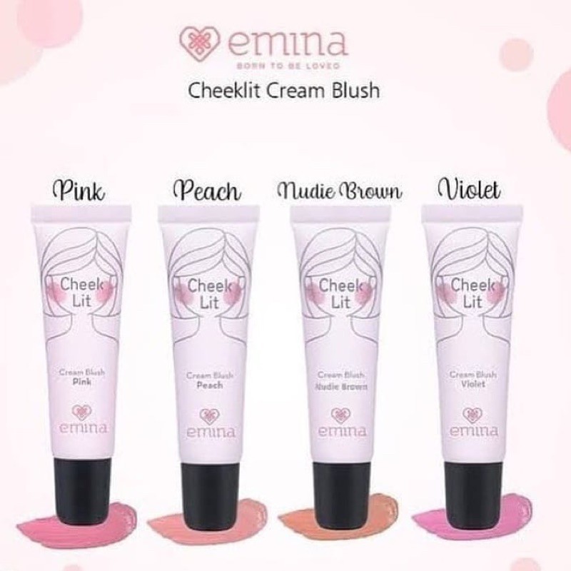 `ღ´ PHINKL `ღ´ ╰☆☆ 𝔢мιℕά ☆☆╮ Emina cheek lit blush on cream perona pipi alami cocok untuk remaja