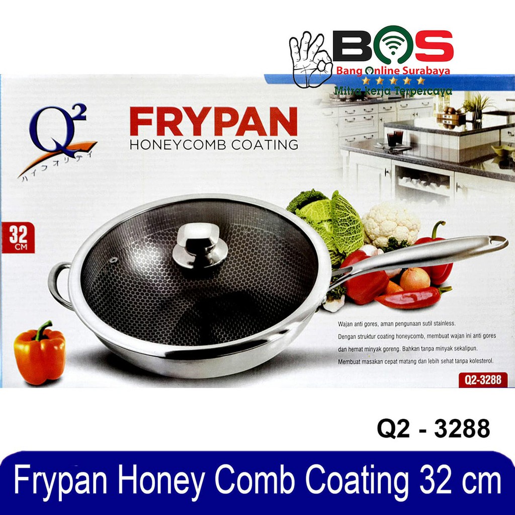 Panci Wajan Goreng Anti Lengket - Frypan Honeycomb Wok 32 CM Q2 3288