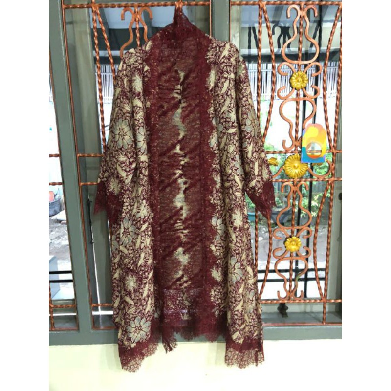 Outer batik viscose lace renda / outer set lace rok lilit /outer set lace clana kulot