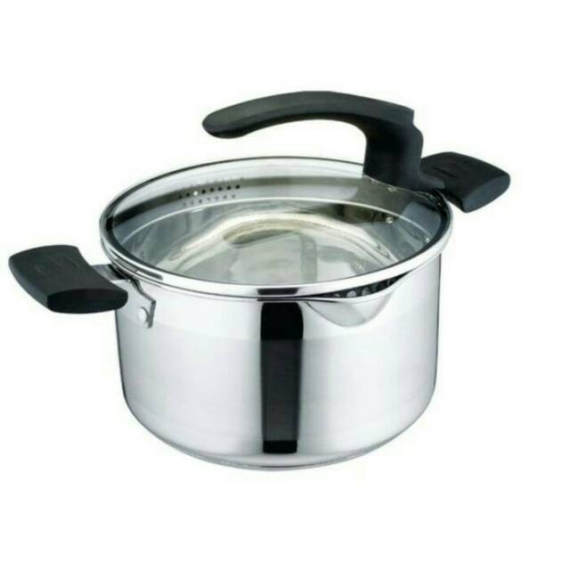 PANCI PASTA 24 cm, Panci Stainless Tutup Kaca - Panci Presto Serbaguna 24cm