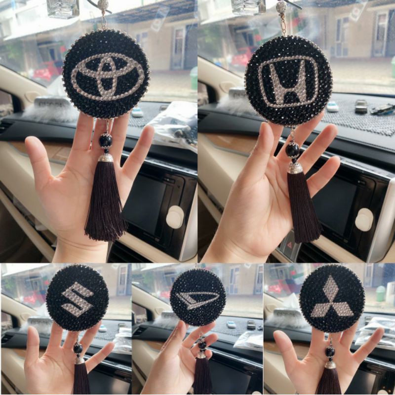 gantungan spion honda toyota suzuki daihatsu mitsubishi Gantungan Spion Mobil Aksesoris Liontin Gold Logo Honda Interior Car Accessories