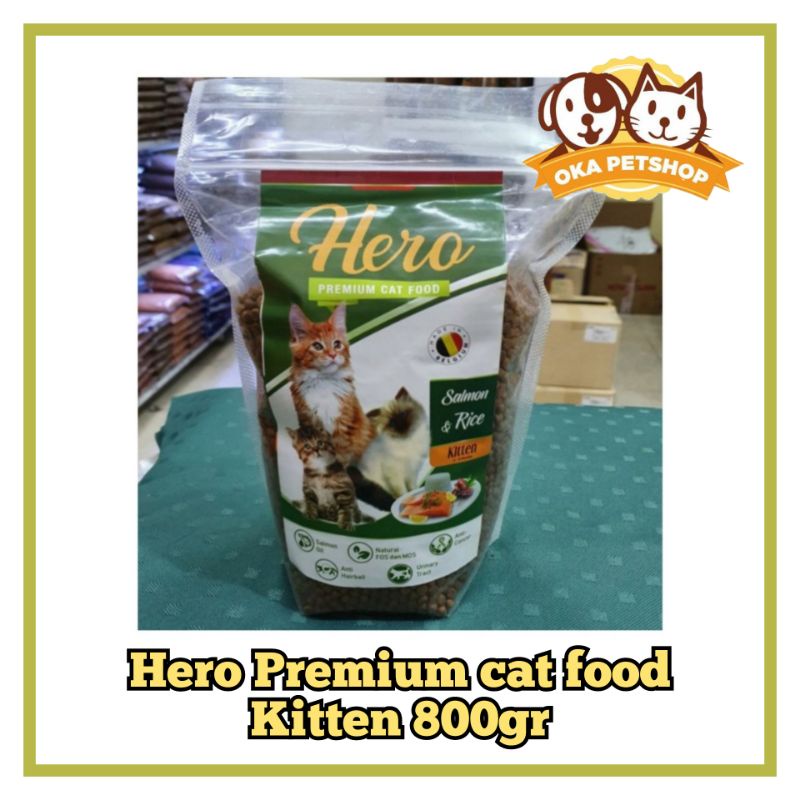 makanan kucing hero premium cat food salmon &amp; rice kitten 800gr / setara dengan meo whiskas