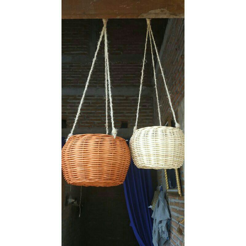 pot gantung rotan/vas tali gantung rotan besar cuby