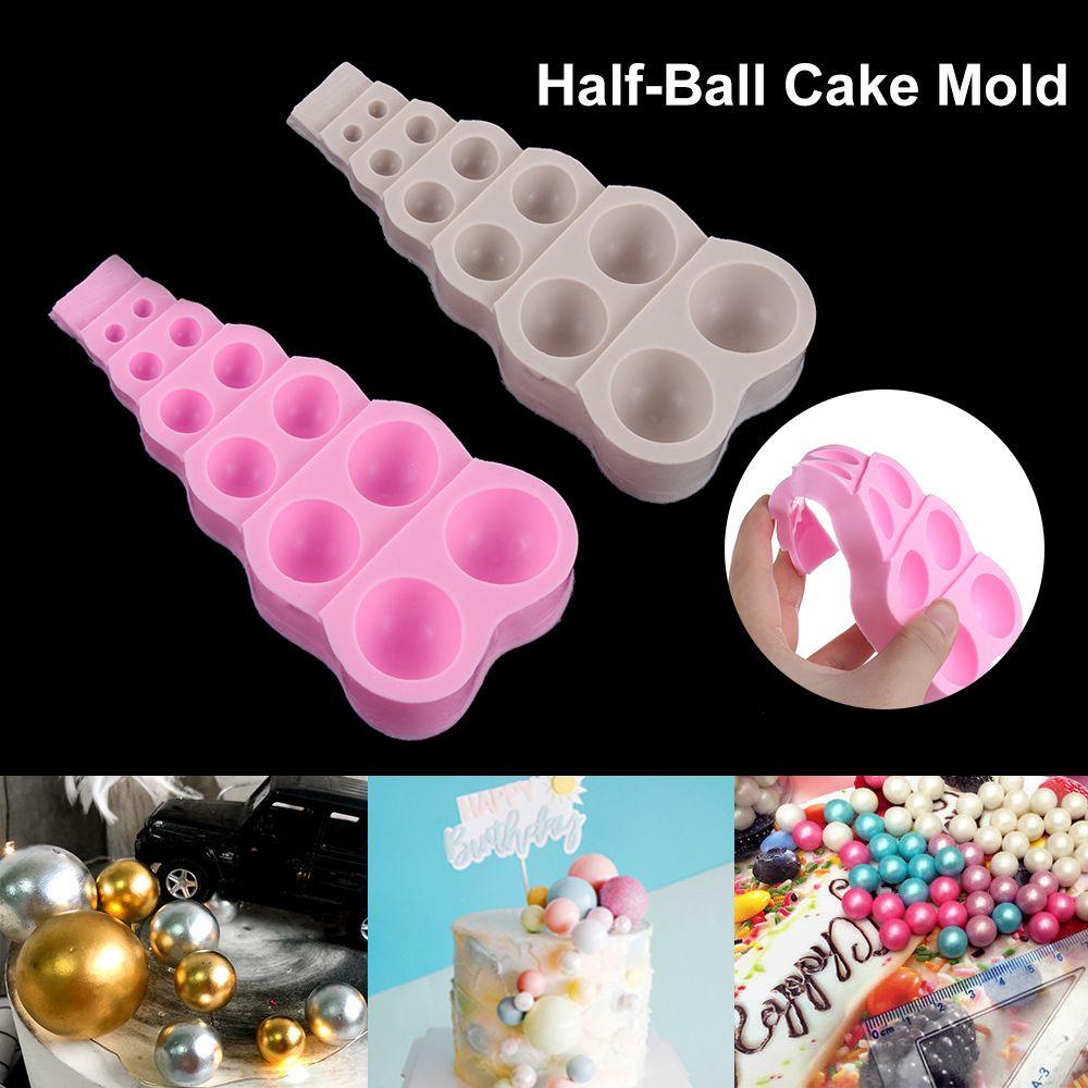 Solighter Cetakan Kue Setengah Bola Fudge Mutiara Besar Kecil 3D Manik Silicone Mold