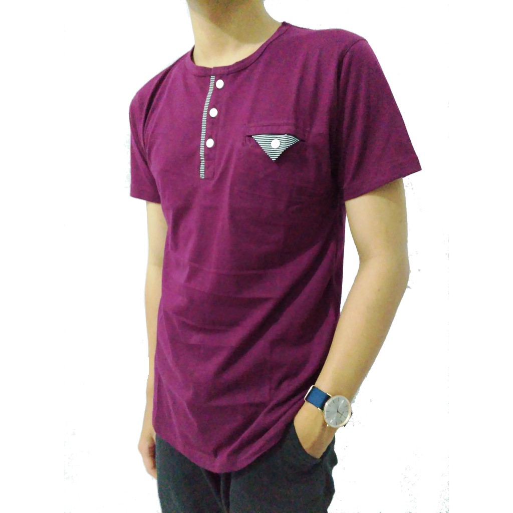 baju kaos pria polos ungu kancing kantong katun combed baju kaos pria polos ungu kancing kantong katun combed