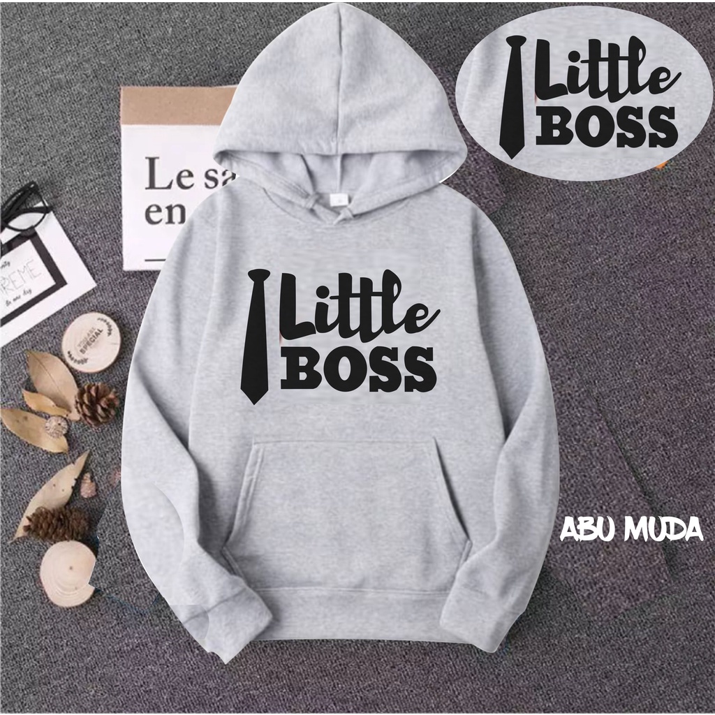 JAKET HOODIE SWEATER SABLON LITTLEBOSS ANAK KEKINIAN TERBARU BAHAN FLEECE USIA 2TAHUN SAMPAI 12TAHUN LAKI LAKI PEREMPUAN