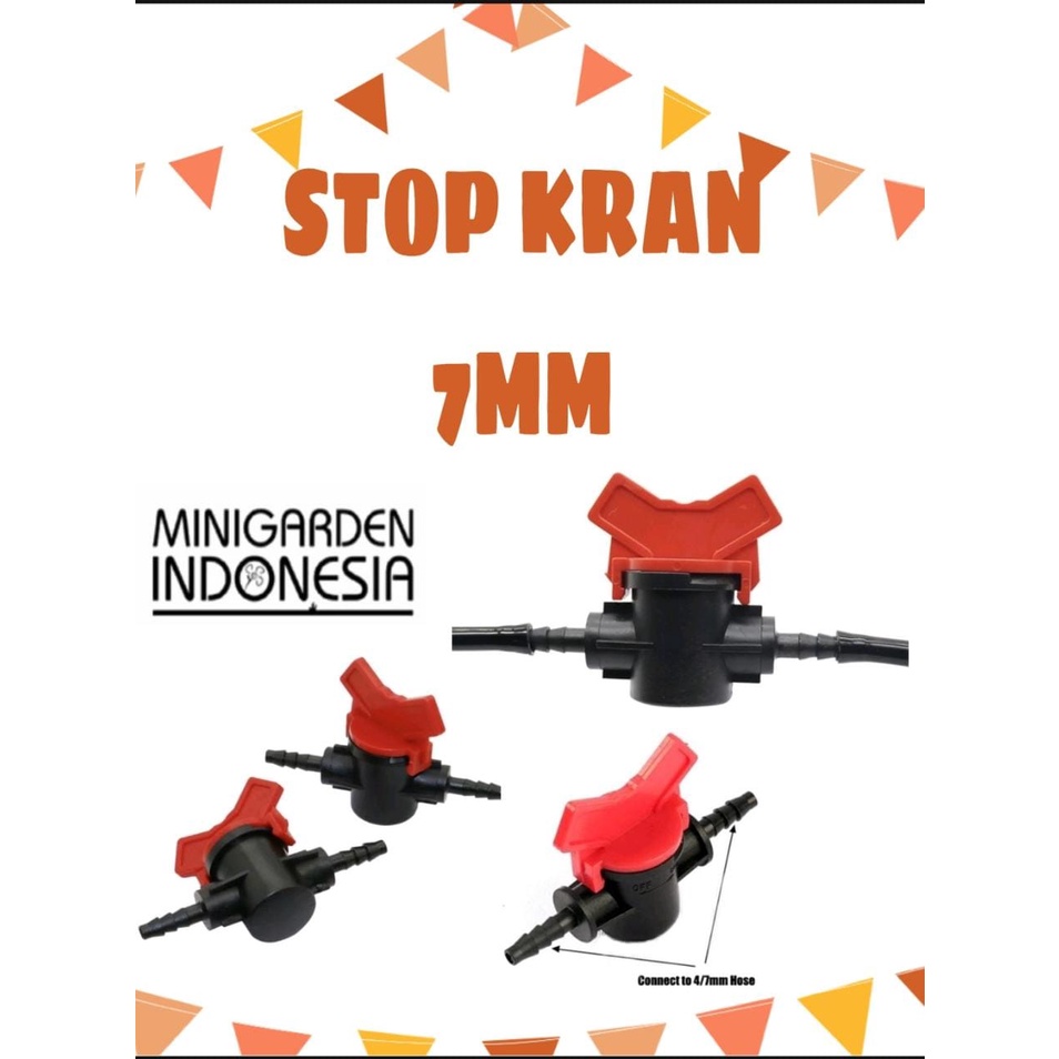 STOP KRAN 7MM HITAM MERAH MINI VALVE CHECK VALVE MINI STOP KERAN SELANG PE 4/7MM