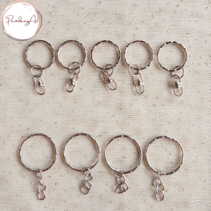 (10pcs) Ring Gantungan Kunci / Rangka Bahan Craft Key Chain Gepeng Gelombang