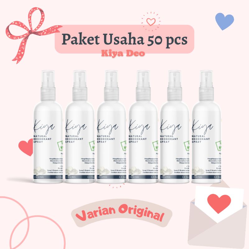 Kiya Deo Paket Usaha 50 Pcs Varian Original Natural Deodorant Tawas Spray Cair 100 ml