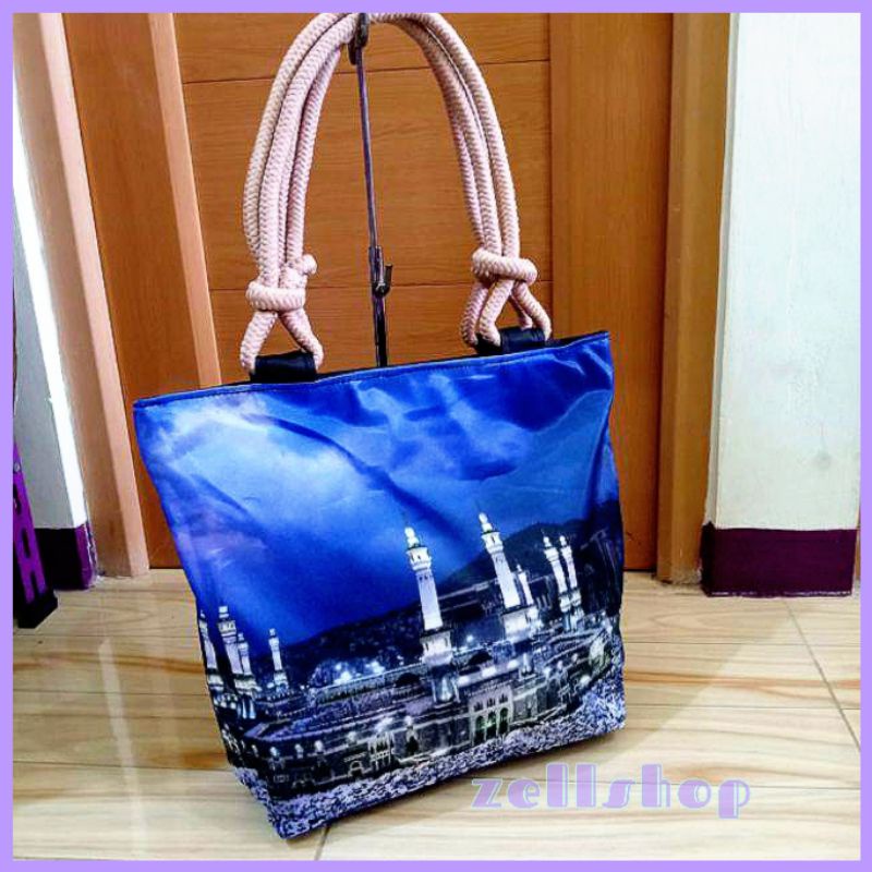 Totebag 3D sovenir umroh dan haji tas Tote tali sumbu by zellshop