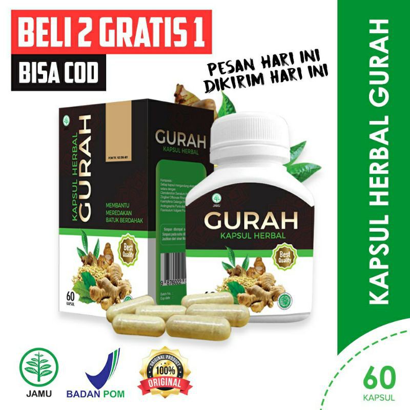 Jual Kapsul Herbal Gurah Obat Batuk Berdahak Dan Masalah Pernapasan Promo Beli 2 Gratis 1 5535