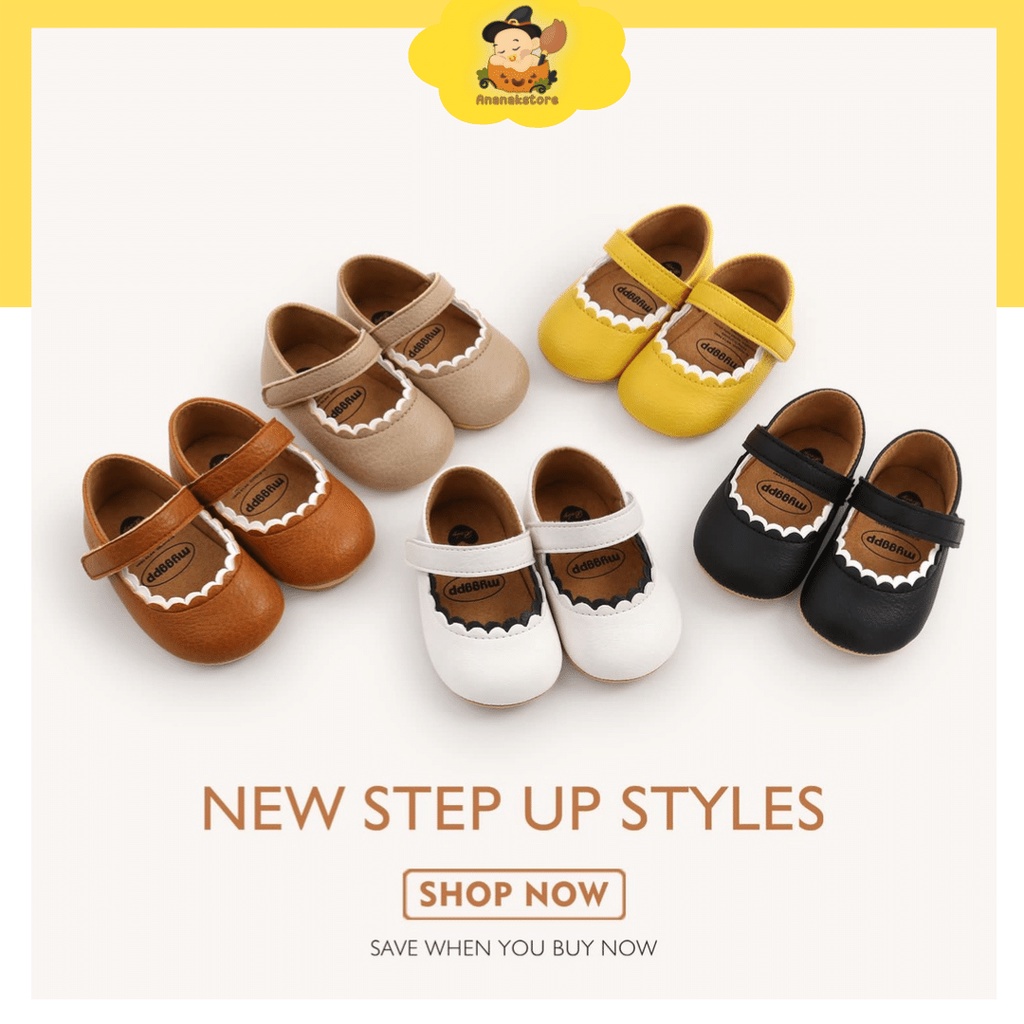 ANANAKSTORE - Prewalker bayi perempuan motif Classic / sepatu bayi 0-2 tahun / sepatu anti slip bayi