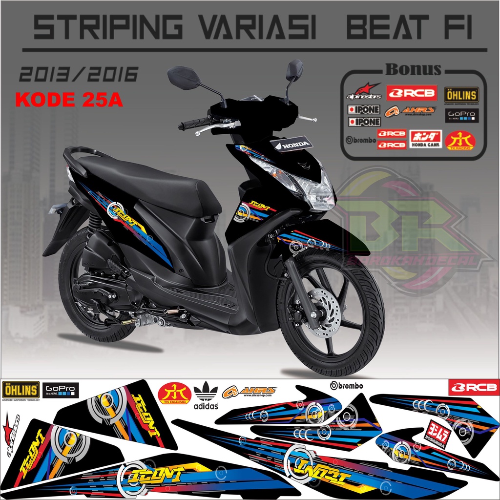 Striping Beat Fi 2013-2016 Stiker Lis Motor Beat Variasi kode 25