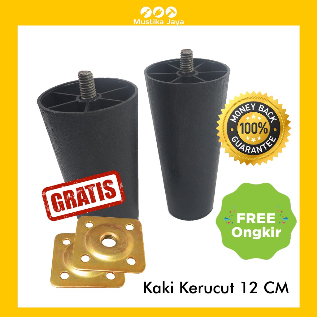 Kaki Sofa Kerucut Stabil 12 Cm Hitam Plastik Bukan Kaki Tabung Kaki Kotak GRATIS Ring Stabil