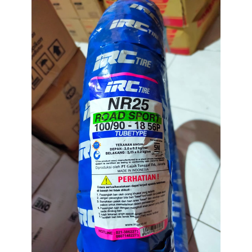 BAN LUAR IRC 100/90 RING 18 NR25 TUBETYPE BUKAN TUBELESS