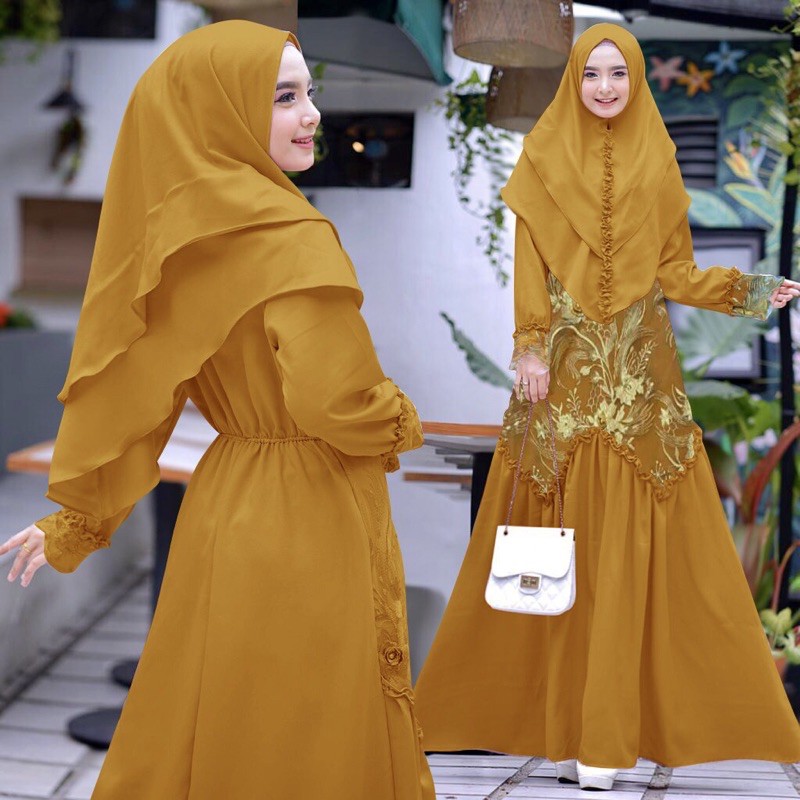 GAMIS SYAR’I AYUKA/ S-M, L, XL, XXL/ BRUKAT MEWAH / PESTA / SERAGAM