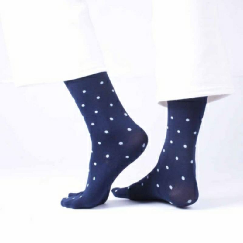 Kaos Kaki SOKA Essentials Polkadot - Kaos kaki Jempol Pendek Size M Motif-M-Navy|BiruTua