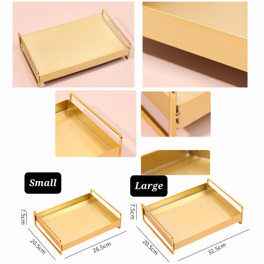 TBI Golden Luxury Tray with Handle Nampan Emas Mewah Serbaguna Tatakan