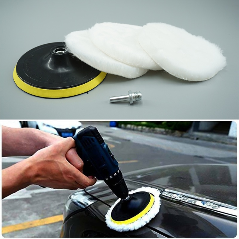 Alat Poles Penggosok Body Mobil Motor Pad Busa Woll Wol Polisher Polishing Waxing Pad Buffer kit Sof