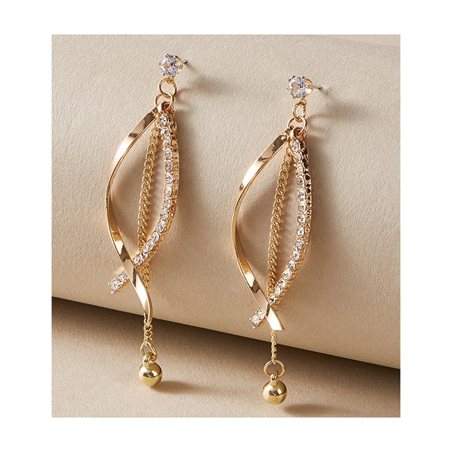 LRC Anting Tusuk Fashion Tassel Circle Letter Tassel Pearl Flower Love Alloy P51335