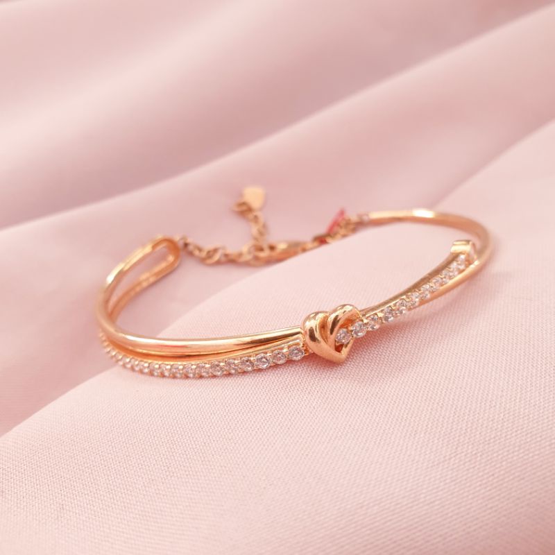 [NEW] Gelang tangan Bangle 2 Layer Listring Love emas asli kadar 375, gelang dewasa, gelang bangle, 