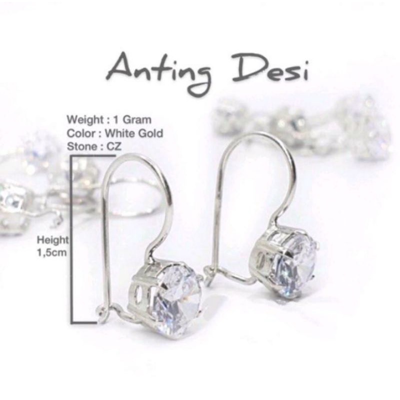 Anting Desi permata satu zircon lapis emas18k anti karat,termurah