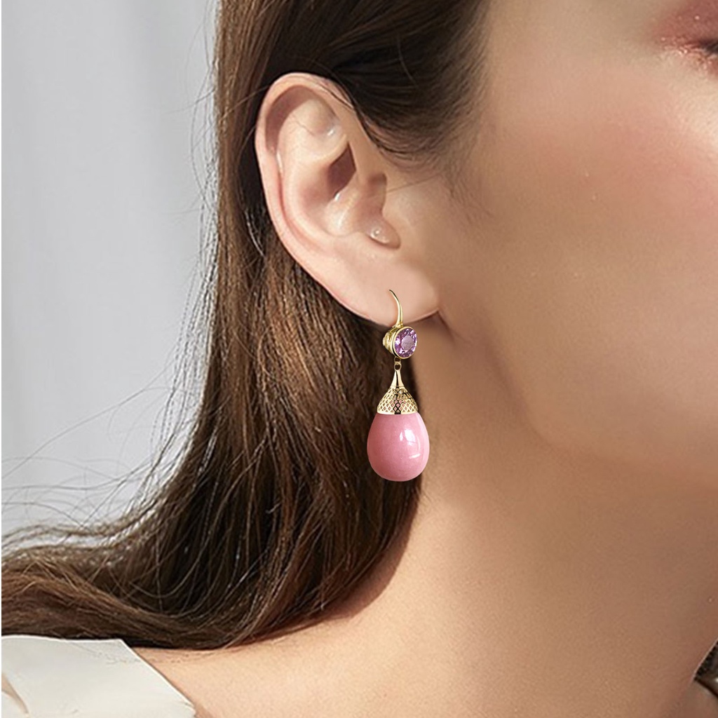 Hu Hu Hu Hu Hu Alat Bantu Pasang Kacamata♡ 1 Pasang Anting Juntai Bentuk Tetesan Air Simetris Transparan Gaya Retro Untuk Wanita