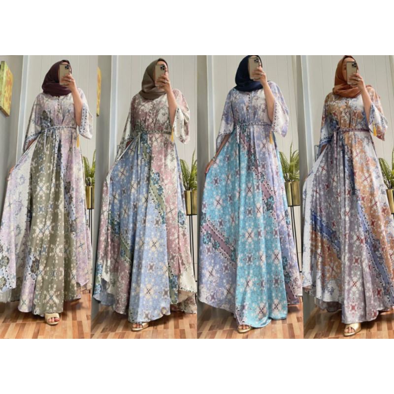 Santika Gown, GOWN WANITA MUSLIM JUMBO CANTIK FIT XXXXL LD 130 BAHAN DIOR SILK PREMIUM TERJUMBO TERMURAH OOTD