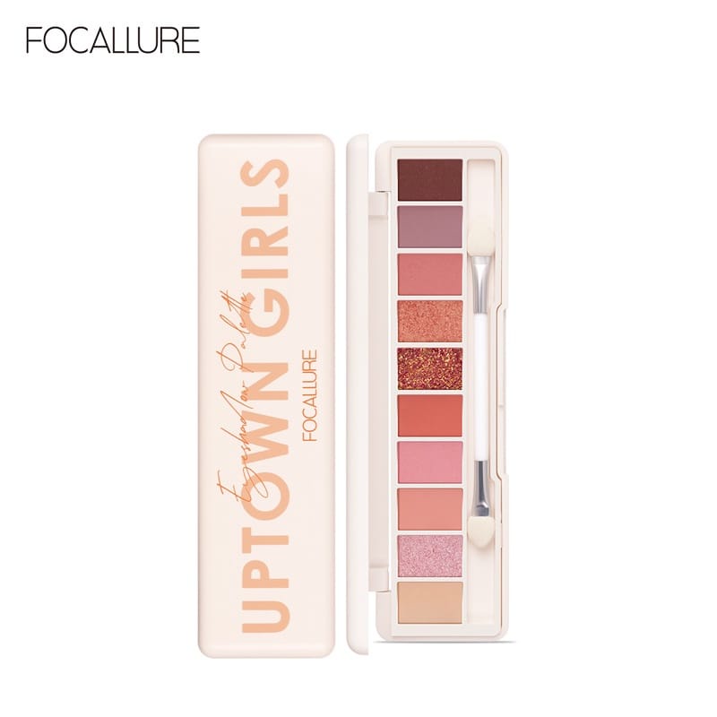 FOCALLURE Glitter Pigment 10 COLOR Eyeshadow palette- UPTOWN GIRLS - kosmetik Mata (FA158)