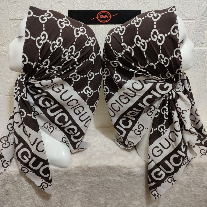 DENAY SEGIEMPAT MOTIF GUCCI COKLAT // HIJAB MURAH