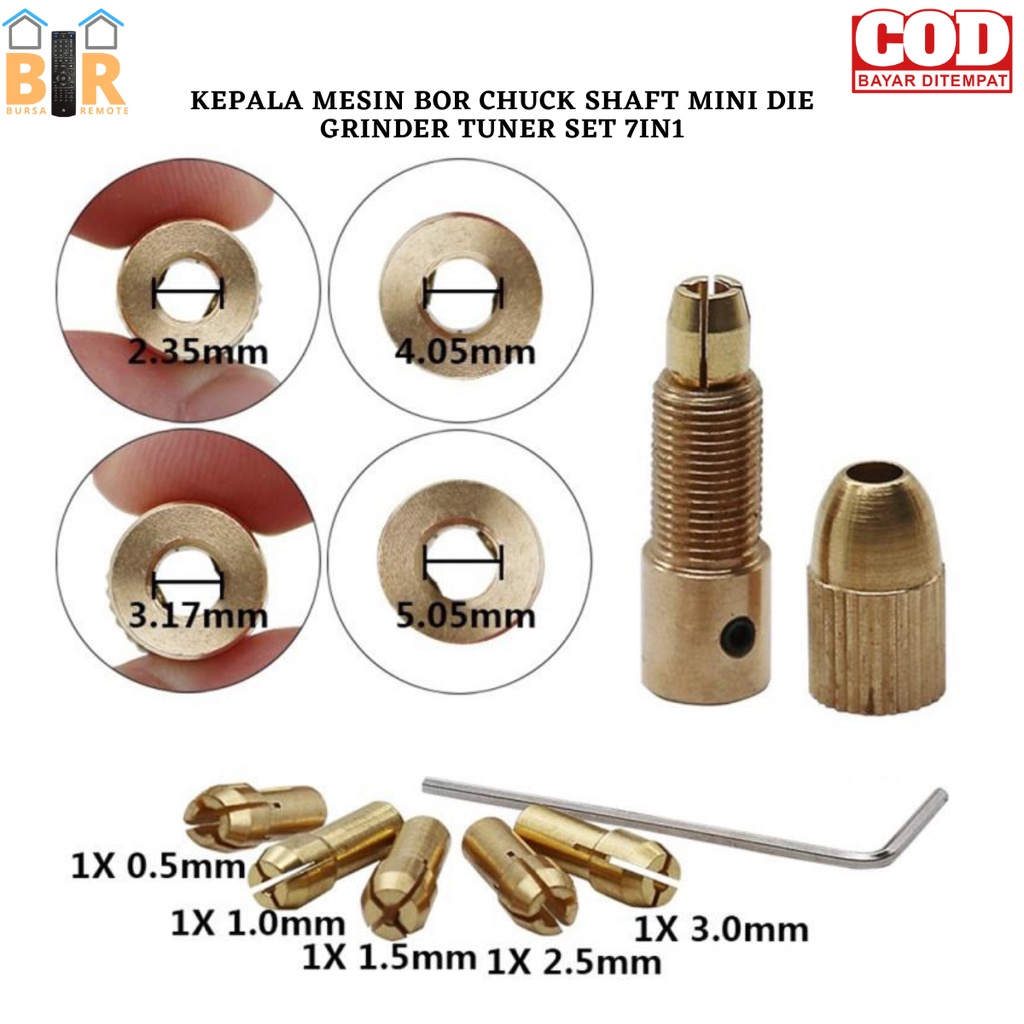 Set Mini Drill Chuck Shaft Kepala Bor Mini 7in1