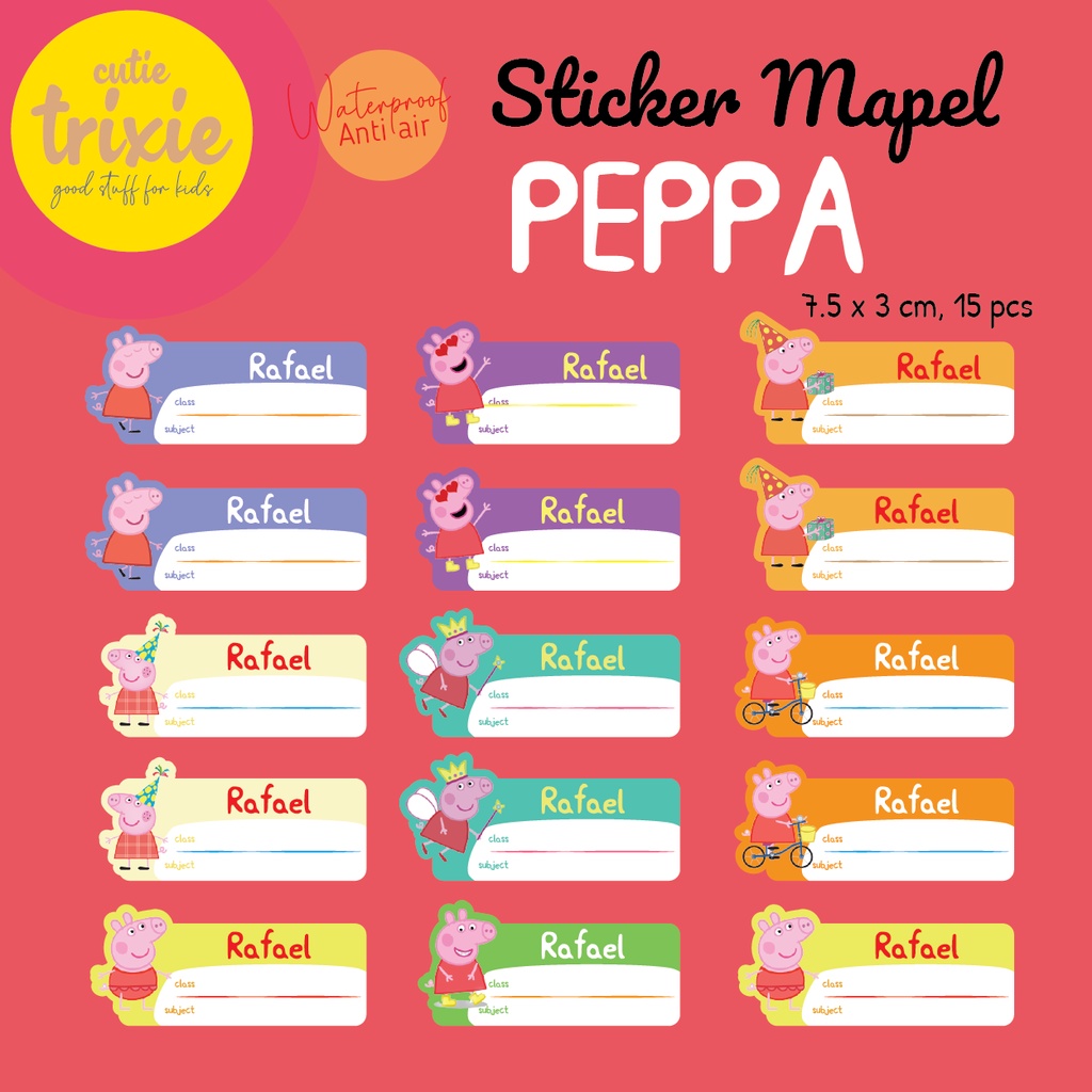 

STICKER LABEL BUKU MATA PELAJARAN / MAPEL ANAK PEPPAPIG