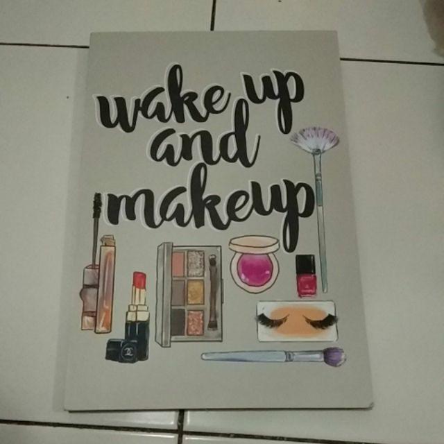 [bisa Cod] Hiasan Dinding Poster Kayu Walldecor Rumah Kamar Minimalis Quote Wakeup And Makeup Qte10