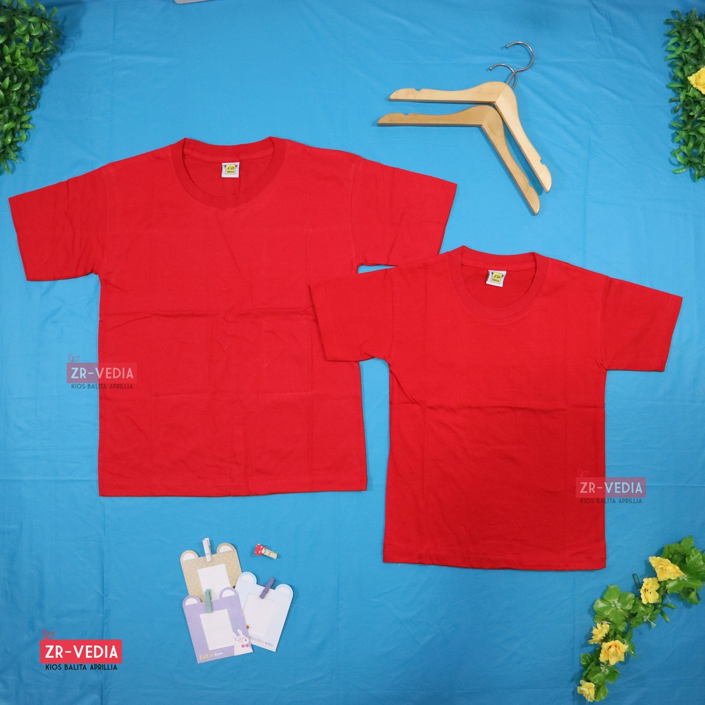 Kaos Merah Putih uk 2-10 Tahun / Polos Anak Baju Laki Perempuan Murah Adem Atasan Lengan Pendek