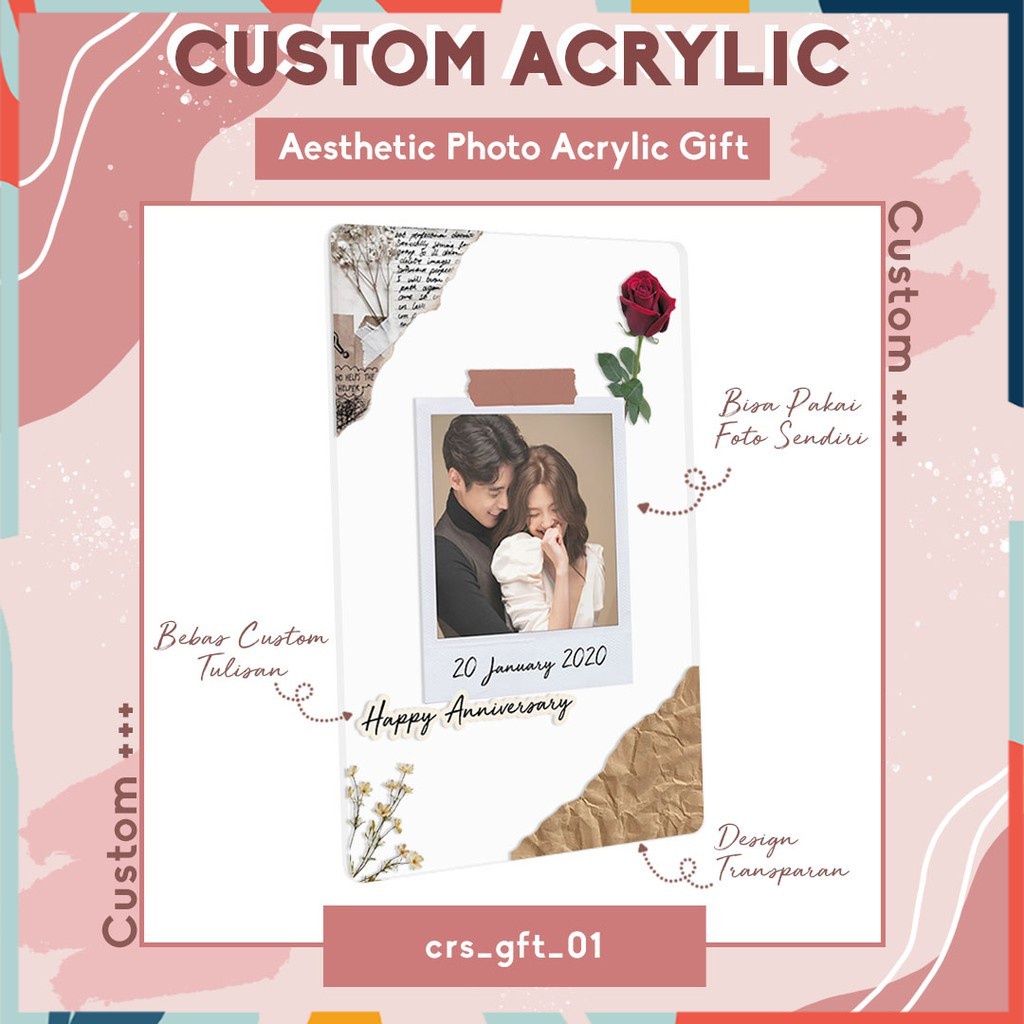 Plakat Akrilik Custom Gift Desain Estetik Bebas Pakai Foto dan Tulisan