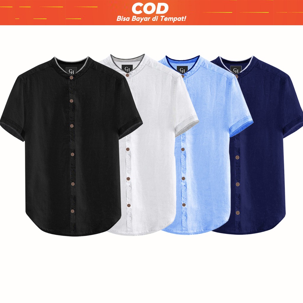 Kmja Pria Baju Hadroh Lengan Pendek Pakean Kokoj Cowok Modern Cowo Kko Pria Lebaran Baju Koko Lengan