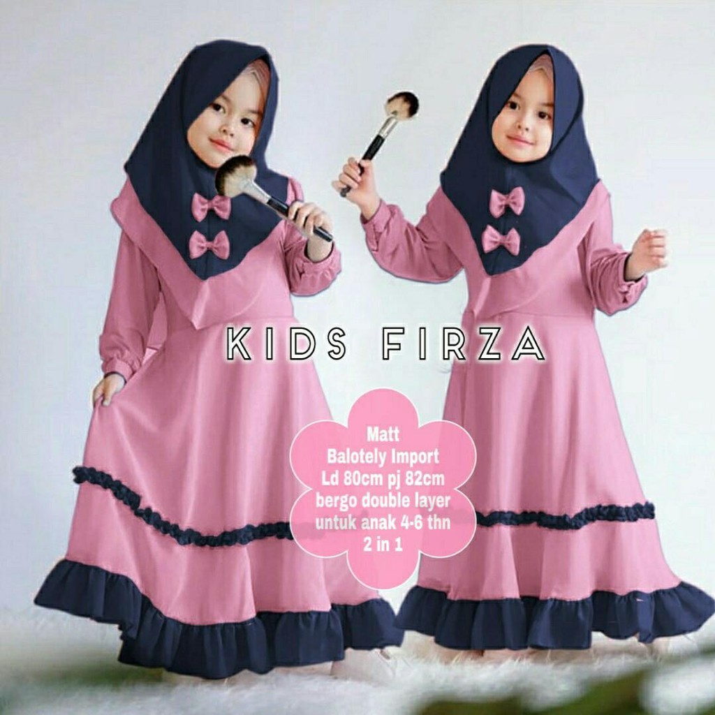 PROMO FIRZA SYARI KIDS BO MOSSCRAPE 4-6 Tahun Gamis Syari Set Hijab Anak Perempuan Gamis Anak Murah