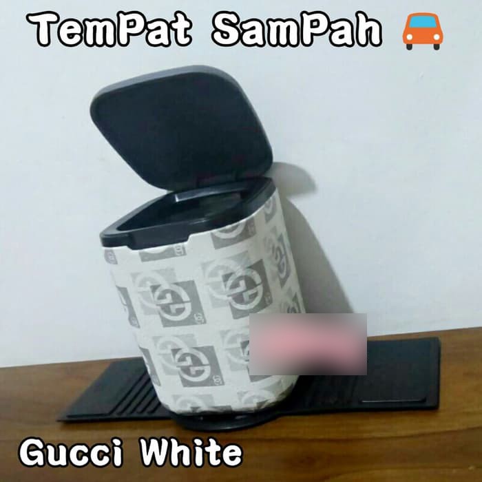 Tempat tong box kotak sampah mobil import Gucci putih