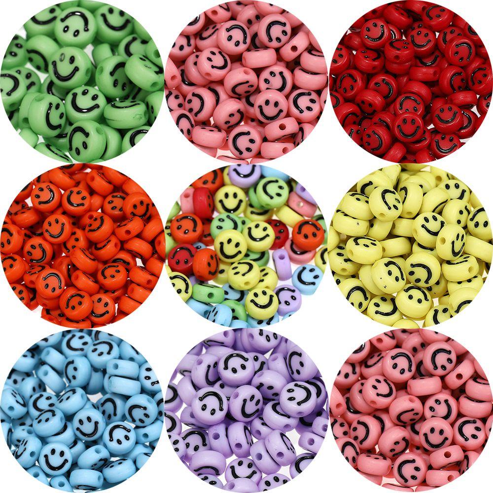 Solighter 100 Pcs Spacer Beads Baru Campur Handmade DIY Kalung Scrapbook Wajah Tersenyum Polymer Clay