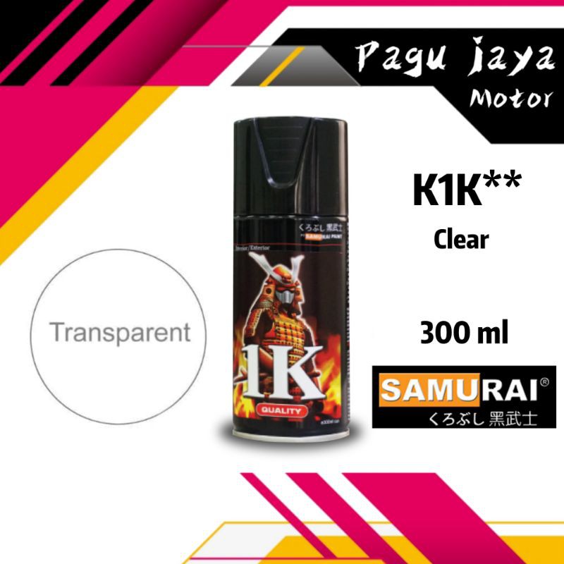 SAMURAI PAINT K1K** CLEAR KACA 300ml cat semprot spray pilox pilok K1K 1K clear coat gloss glossy
