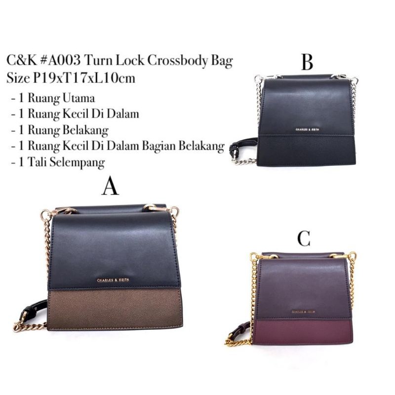 Charles & Keith #A003 Turn Lock Crossbody Bag
