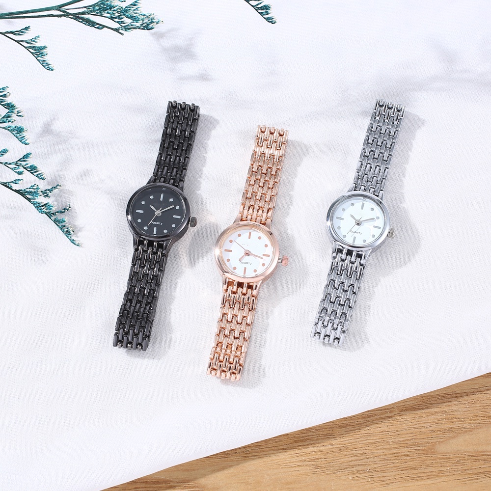 Jam Tangan Analog Quartz Strap Rantai Wanita Dan Pria Dengan Dial Bulat Casual W191