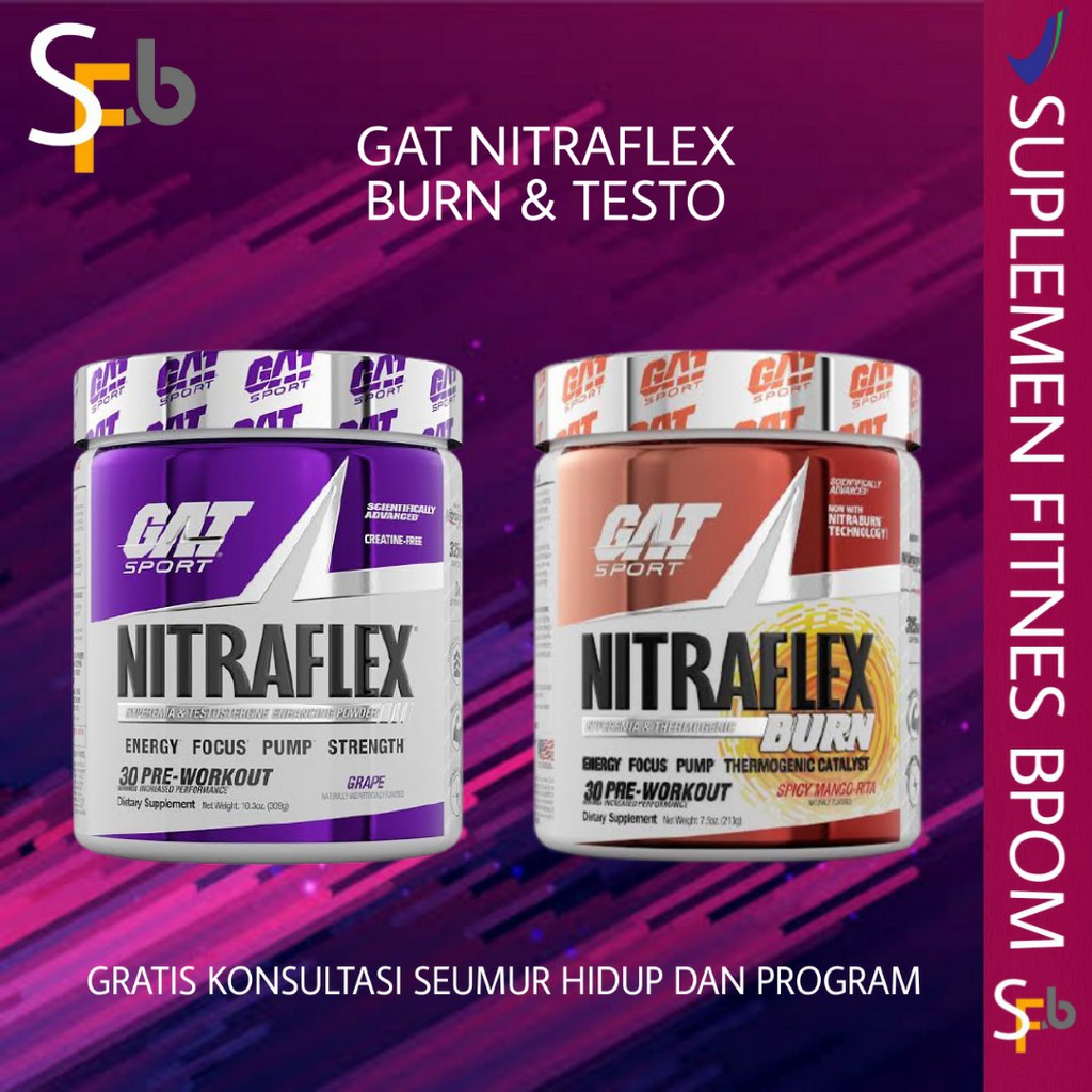 GAT NITRAFLEX PRE WORKOUT 30 SERVING GAT NITRA FLEX PRE WORKOUT PLUS BURN BOOSTER 30 SERVING